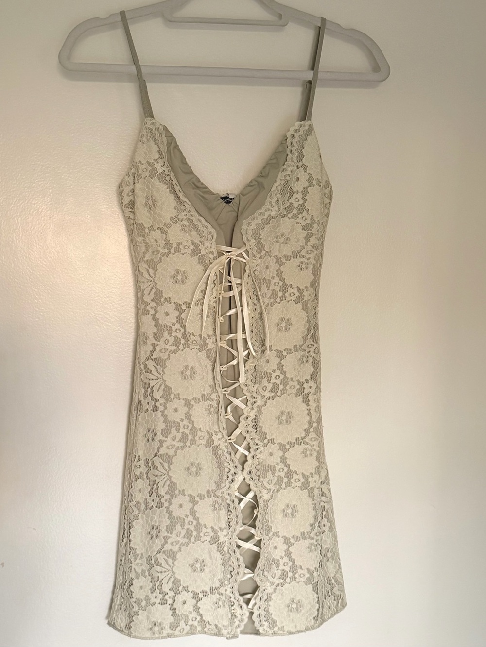 NWT* Fashion Nova Jaycee Lace Mini Dress | Sage / Cream Combo | Small